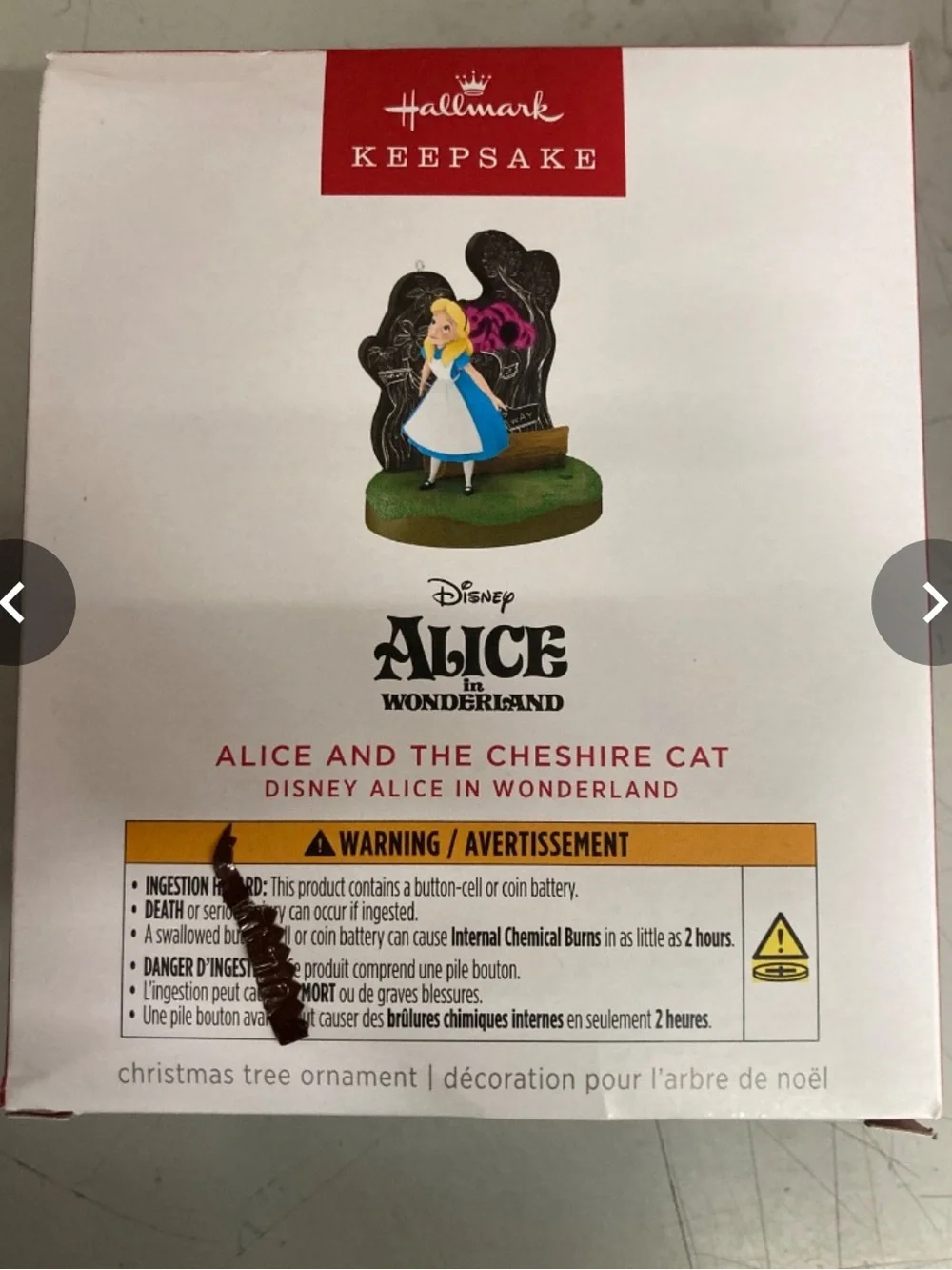 2 AVAILABLE Hallmark Alice in Wonderland Ornament - Blue, White, Yellow, Black
